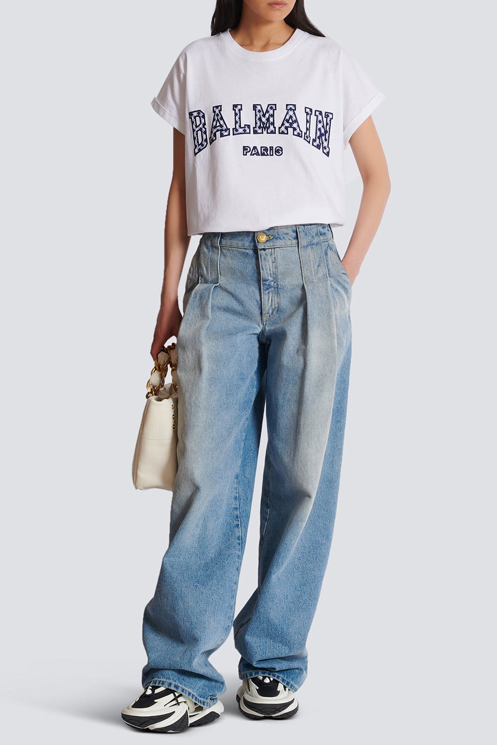 BALMAIN-Vichy Detail T-Shirt-