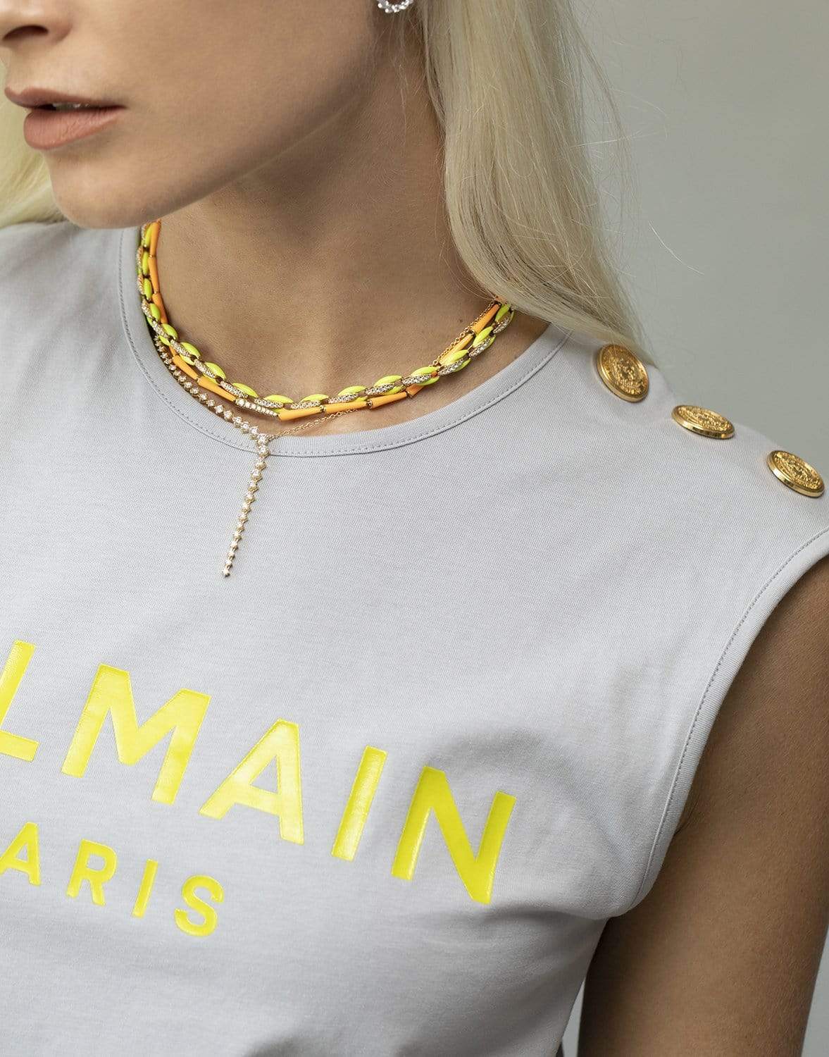BALMAIN-3 Button Logo Tank Top-