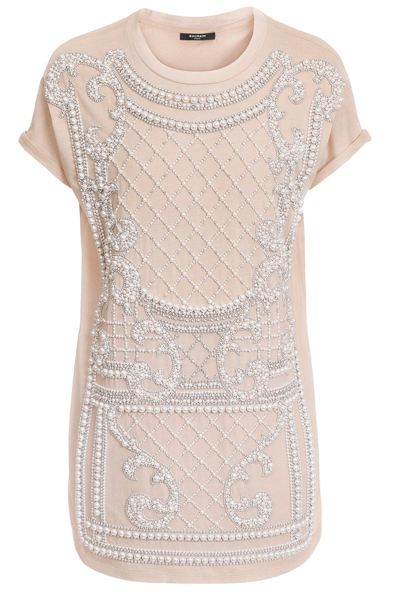 BALMAIN-Front Revival Embroidered T Shirt-