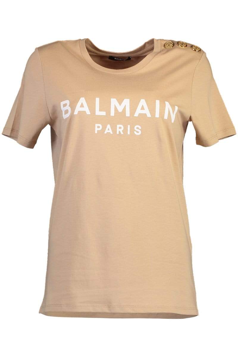 BALMAIN-Short Sleeve 3 Button Printed Balmain T Shirt-