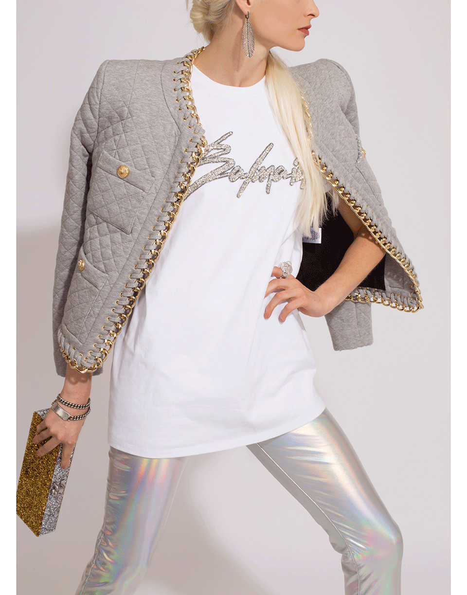 BALMAIN-Embroidered Signature T-Shirt-