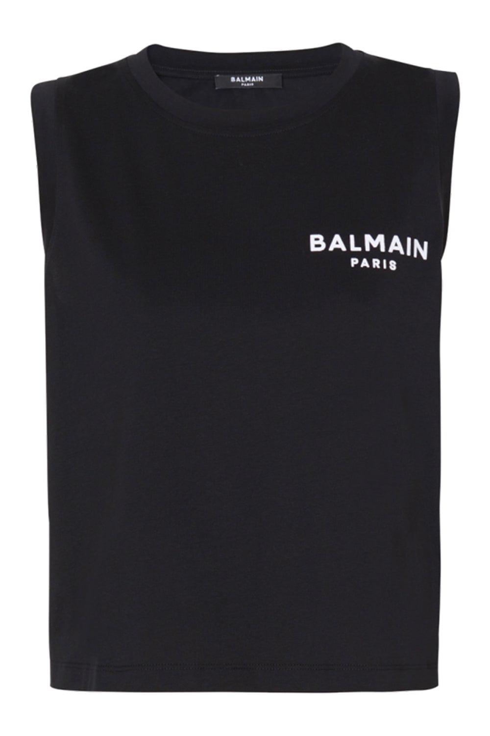 BALMAIN-Flocked Tank Top-