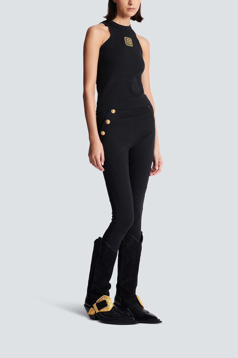 BALMAIN-Embroidered Tank Top-