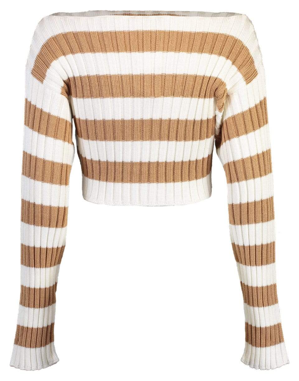 BALMAIN-Cropped Off Shoulder Knit Top-