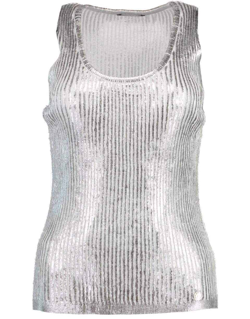BALMAIN-Metallic Coated Tank Top-