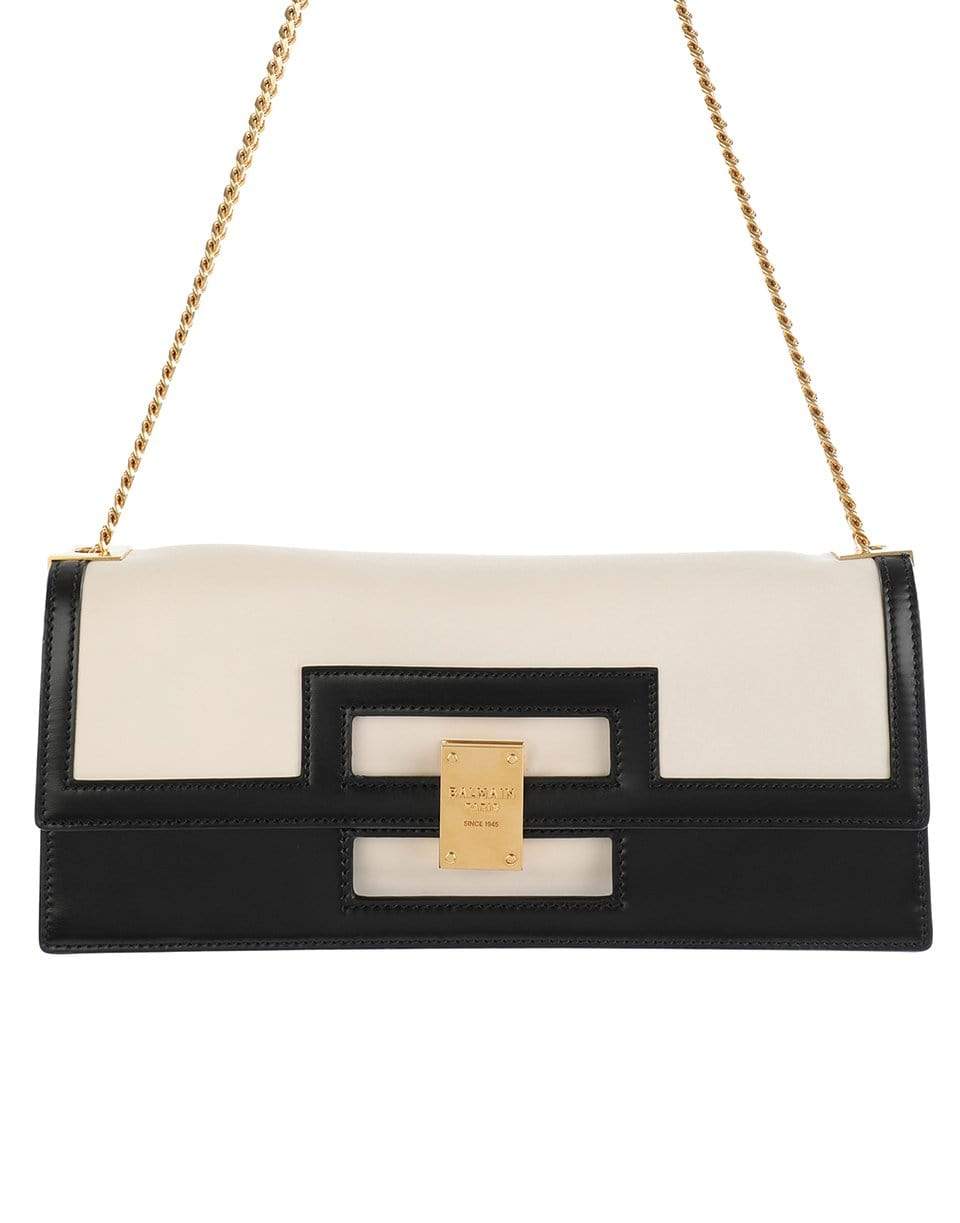 BALMAIN-1945 Oversized Baguette Clutch Bag-BLK/WHT