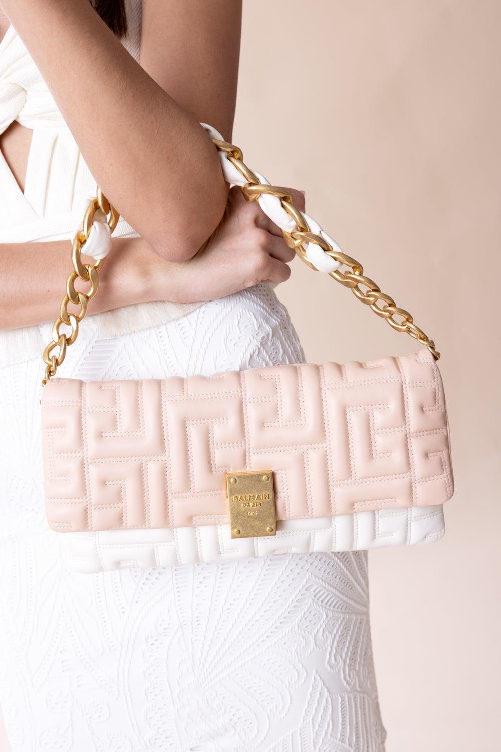 BALMAIN-1945 Clutch - Nude Rose-CREAM/NUDE ROSE