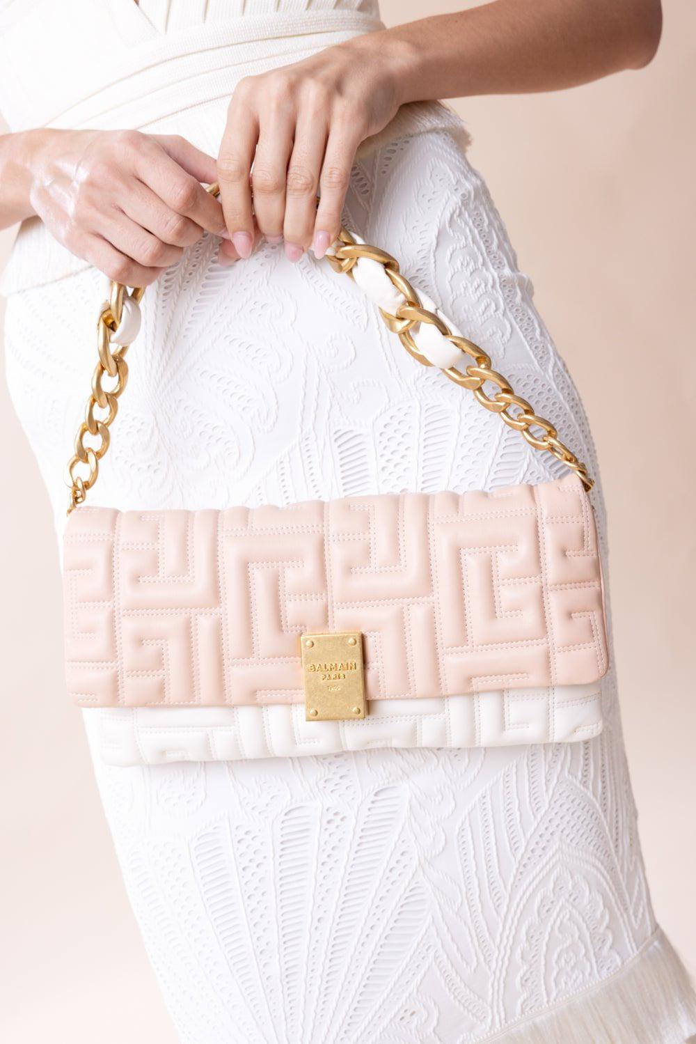 BALMAIN-1945 Clutch - Nude Rose-CREAM/NUDE ROSE