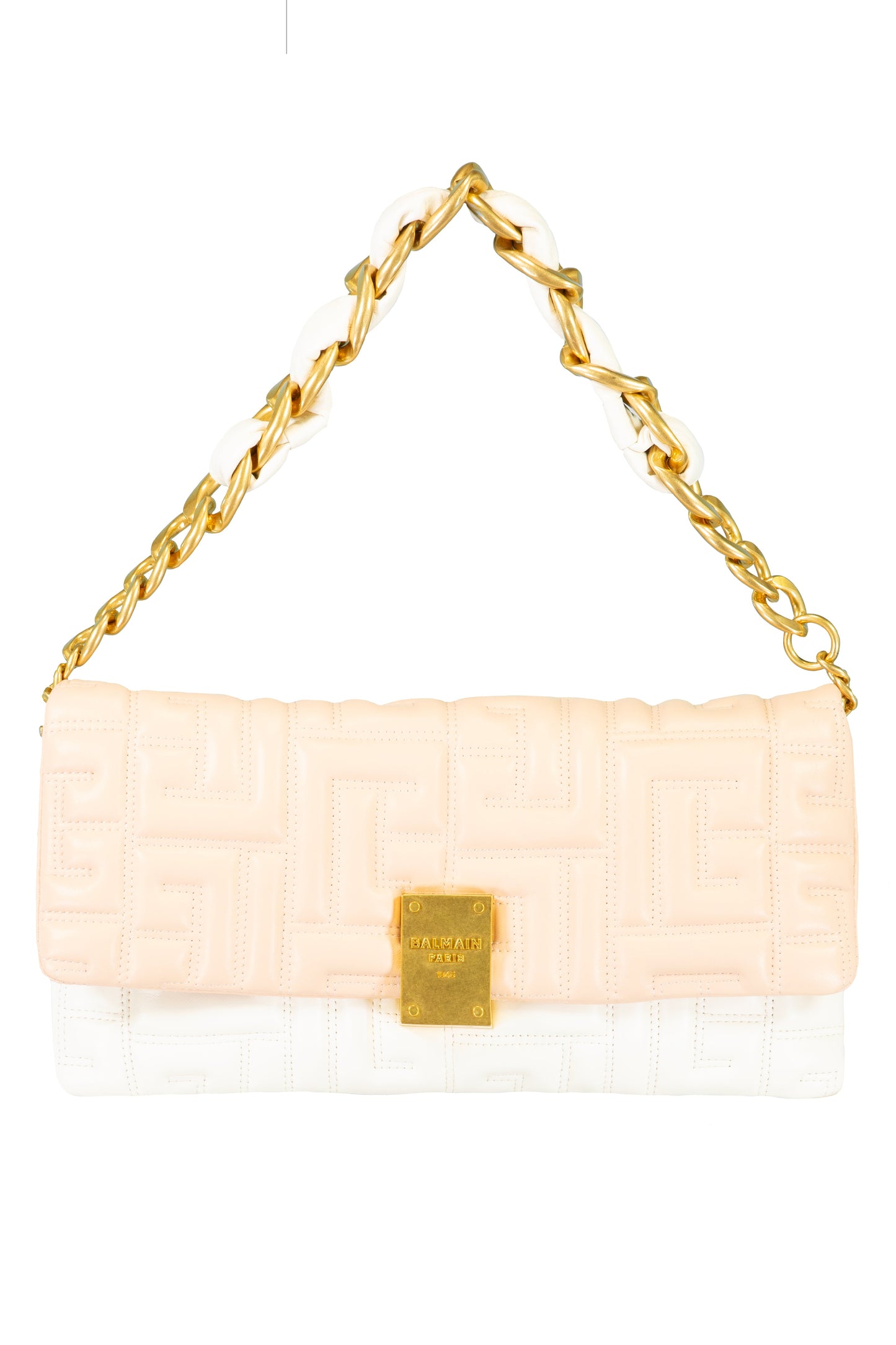BALMAIN-1945 Clutch - Nude Rose-CREAM/NUDE ROSE