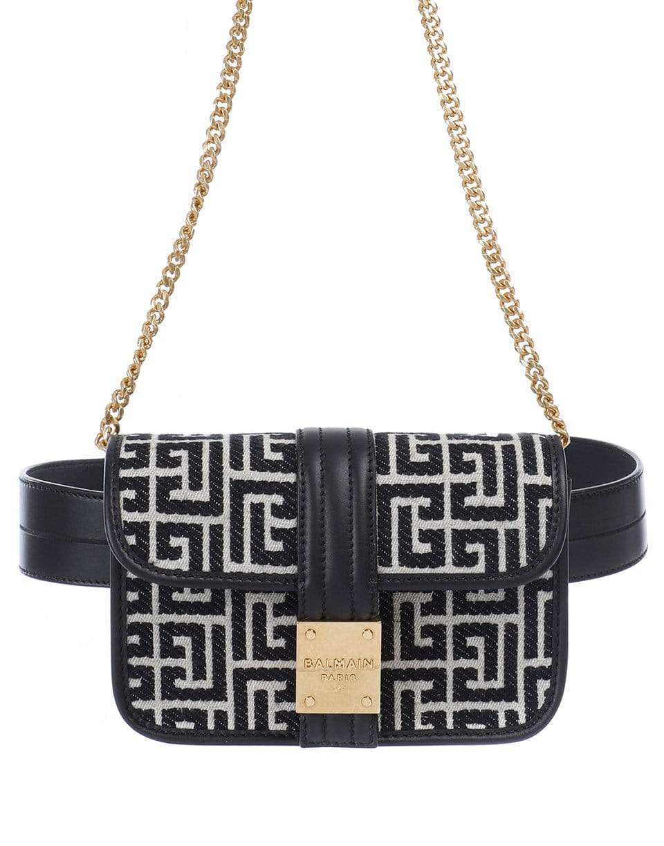 BALMAIN-1945 Monogram Jacquard Belt Bag-IVRY/BLK
