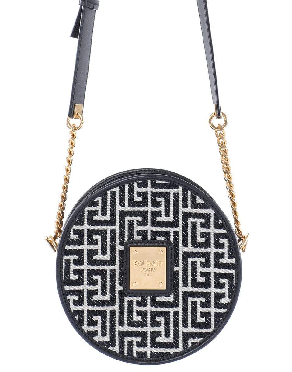 BALMAIN-Bicolor Jacquard 1945 Circle Bag-IVRY/BLK