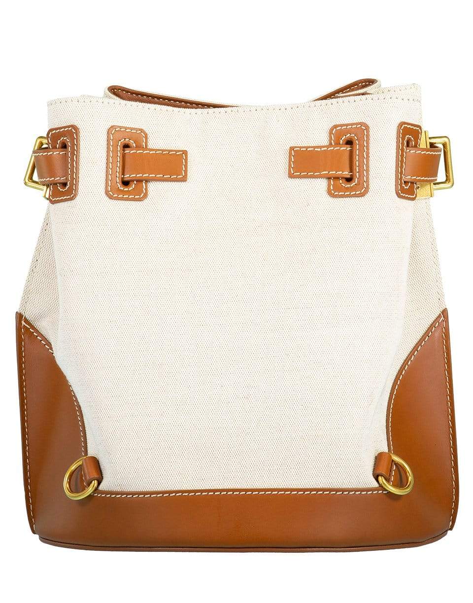 BALMAIN-Belted Bucket Logo Backpack-NAT BRWN
