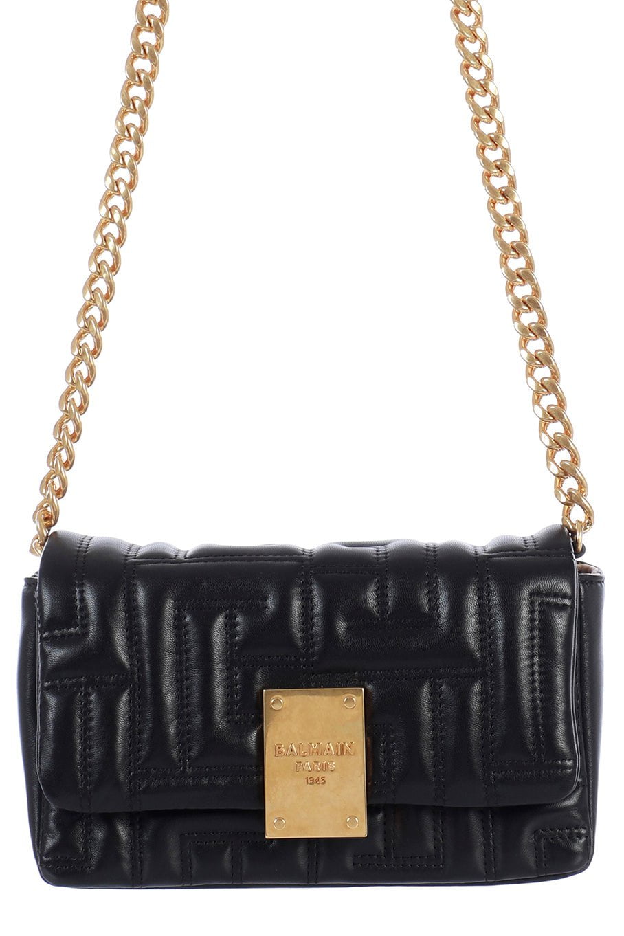 BALMAIN-1945 Mini Quilted Soft Bag-NOIR