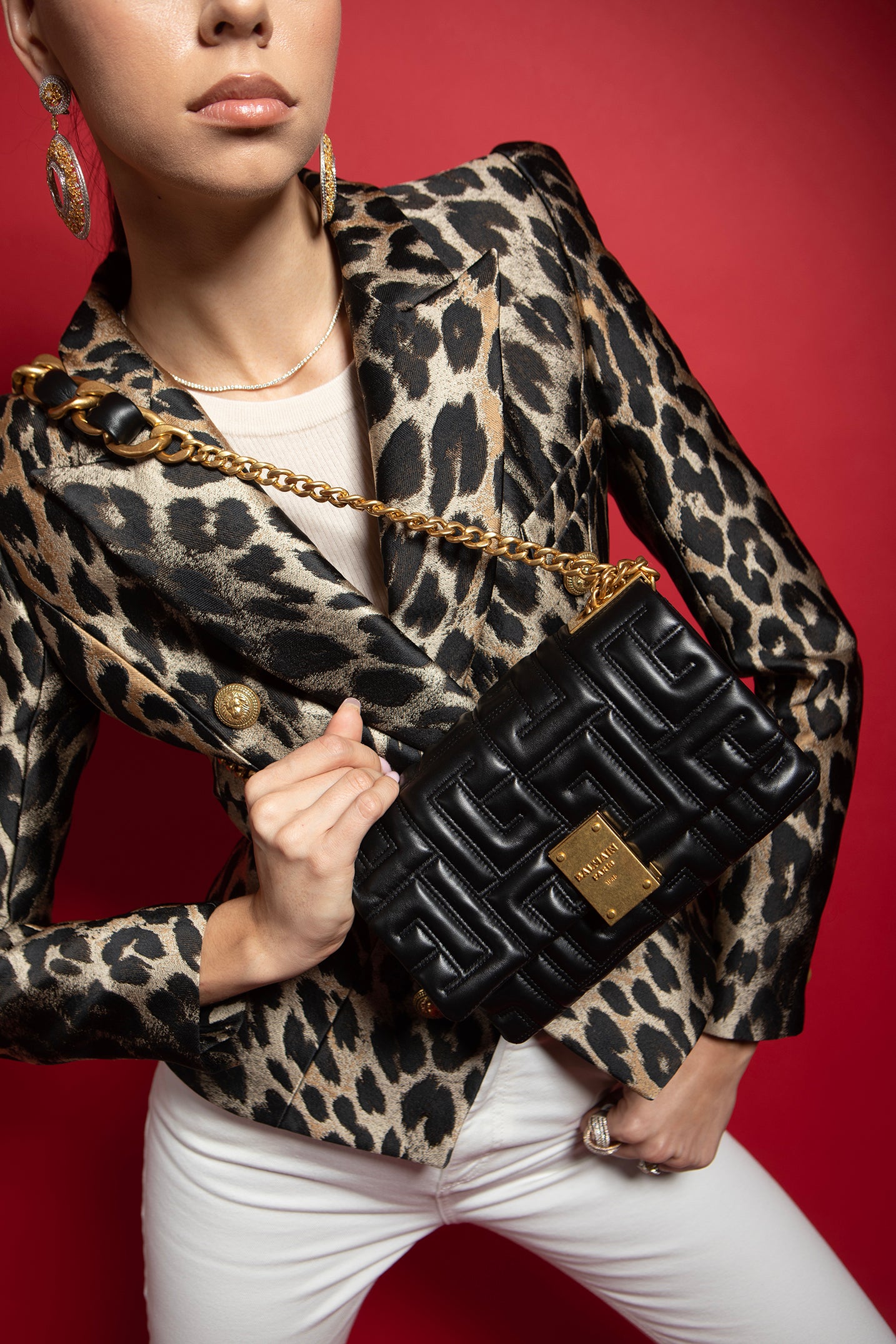 BALMAIN-1945 Small Quilted Soft Bag-NOIR