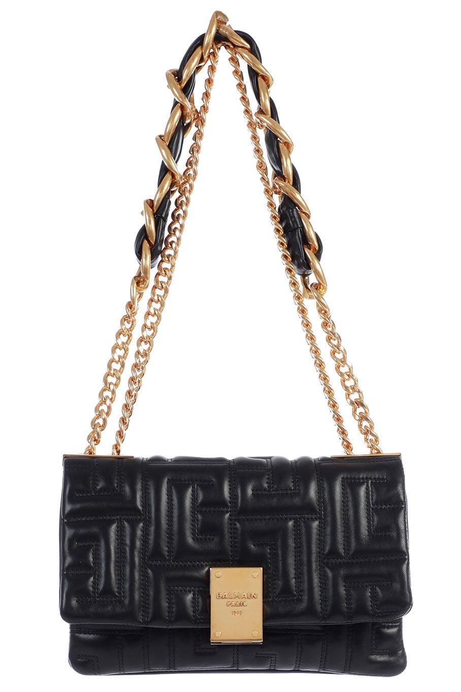 BALMAIN-1945 Small Quilted Soft Bag-NOIR