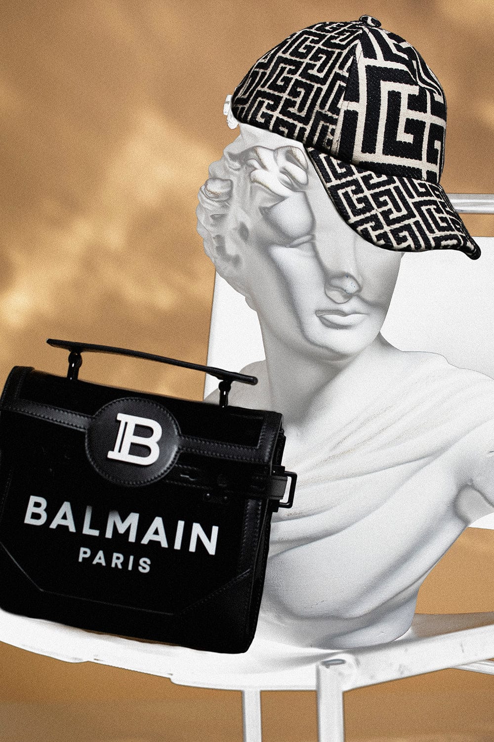 BALMAIN-Bbuzz Vinyl 23 Bag-NOIR/BLA