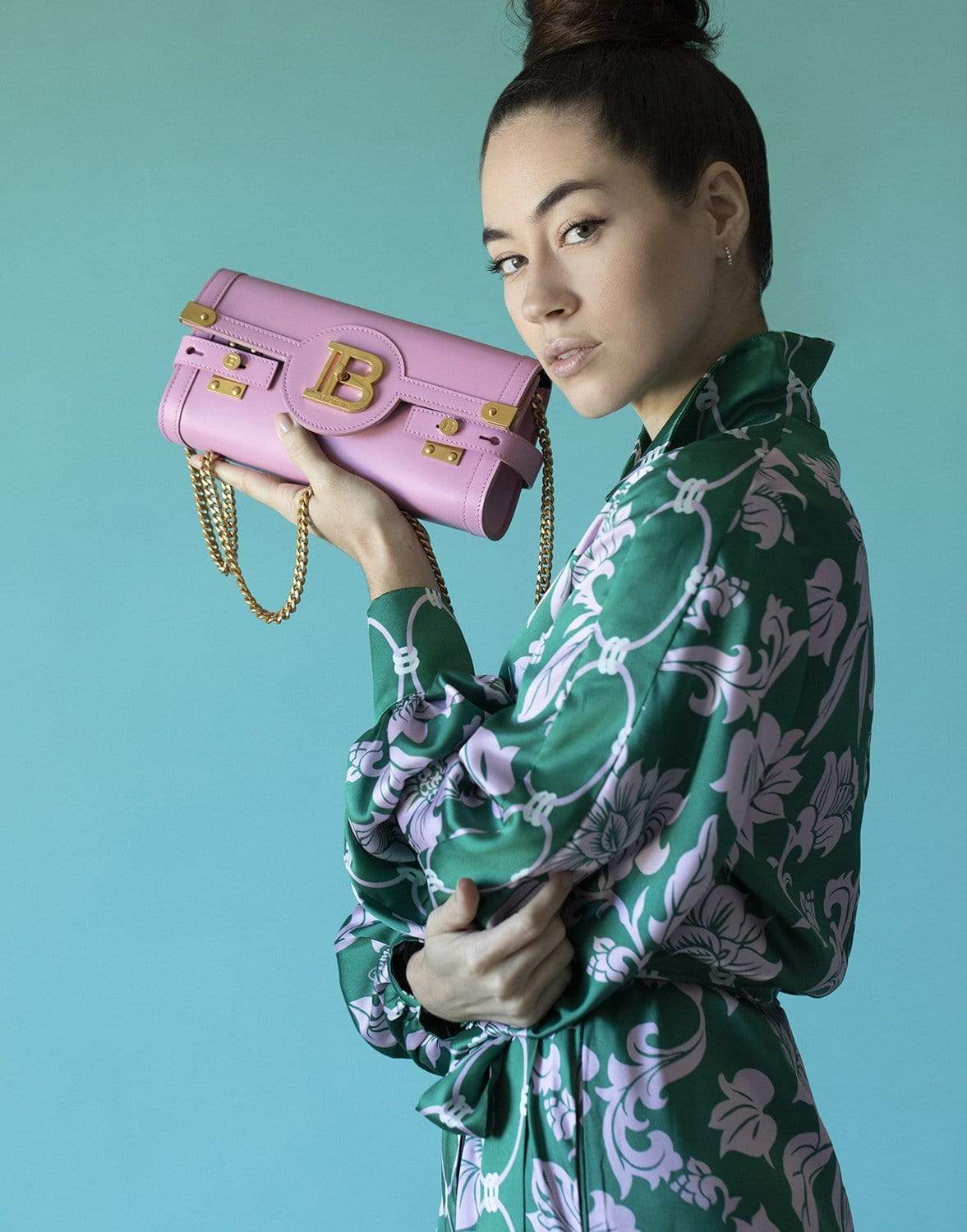 BALMAIN-B-Buzz 23 Pink Clutch-PINK