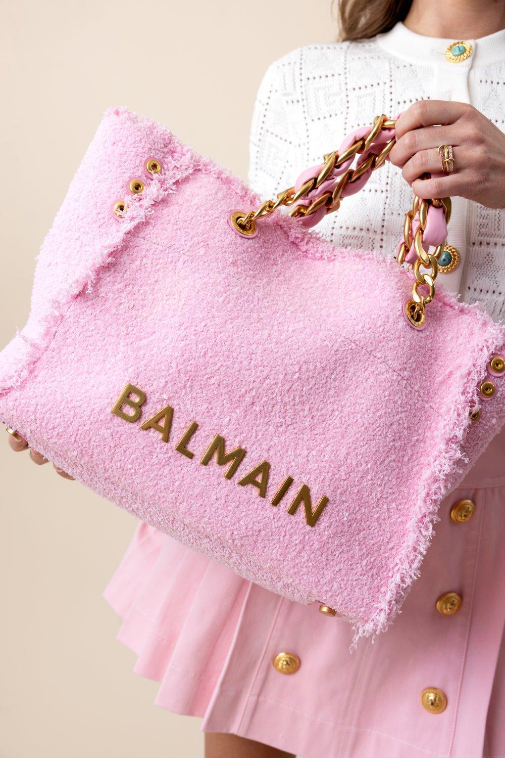 BALMAIN-1945 Tweed Bag-ROSE