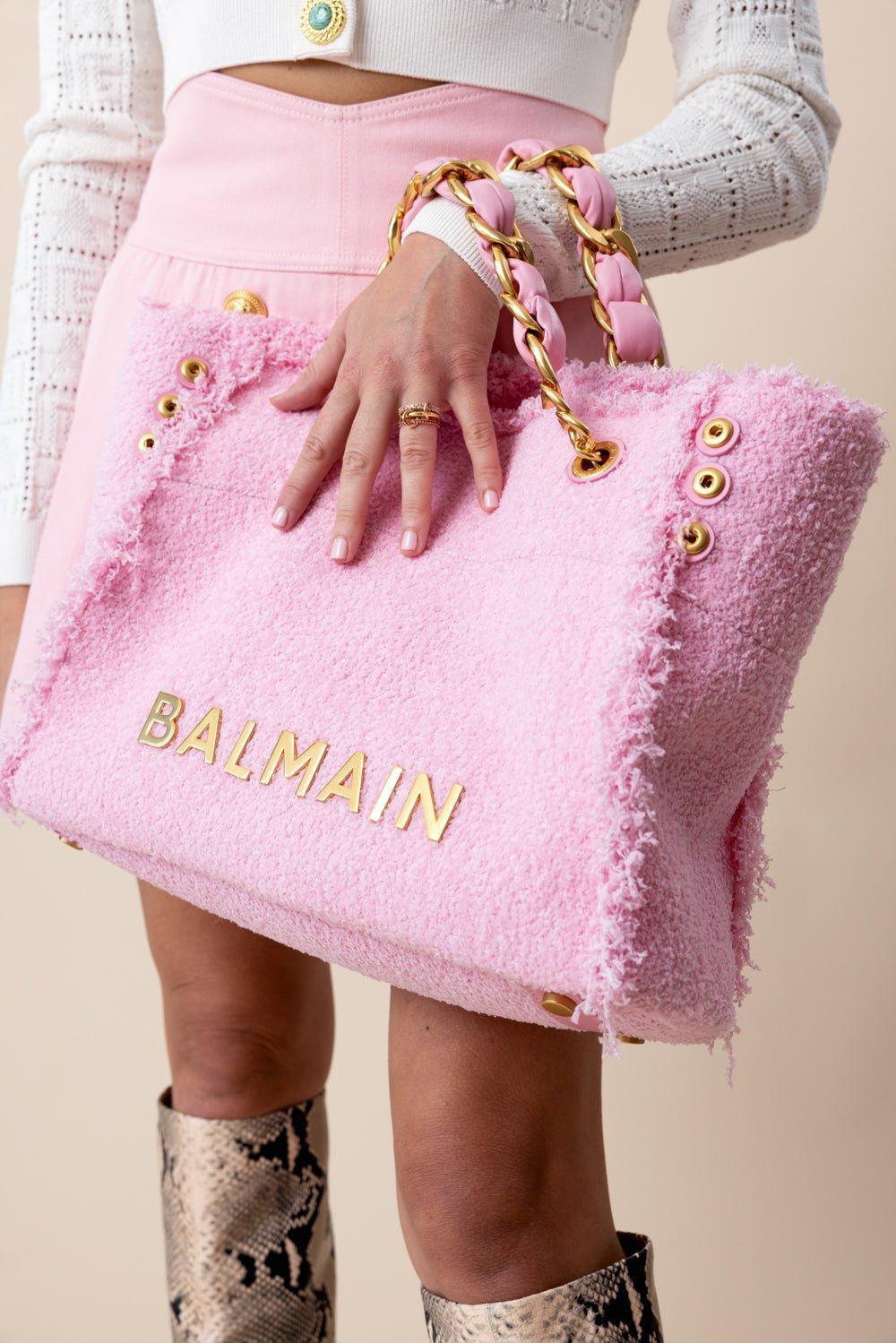 BALMAIN-1945 Tweed Bag-ROSE