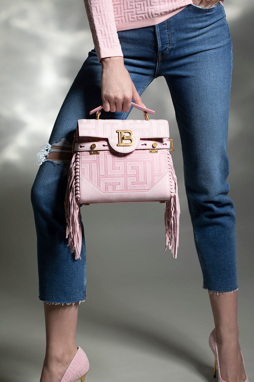 BALMAIN-Bbuzz 23 Bag - Rose Clair-ROSECLAR