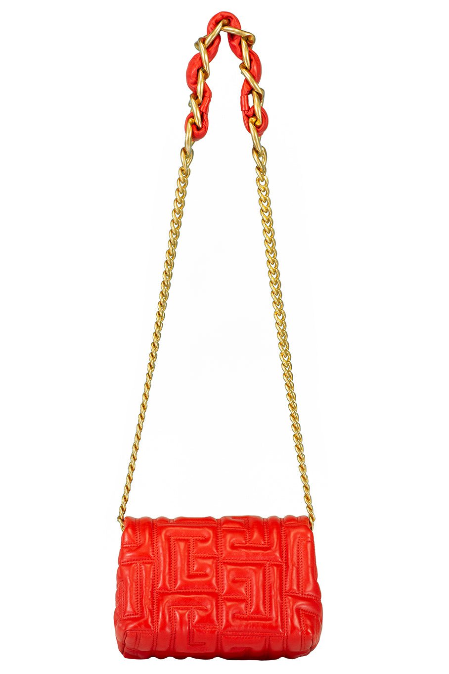 BALMAIN-1945 Mini Quilted Soft Bag - Rouge-ROUGE
