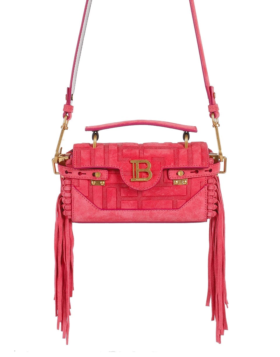 BALMAIN-Bbuzz Baguette 19 Bag With Fringe - Salmon-SALMON