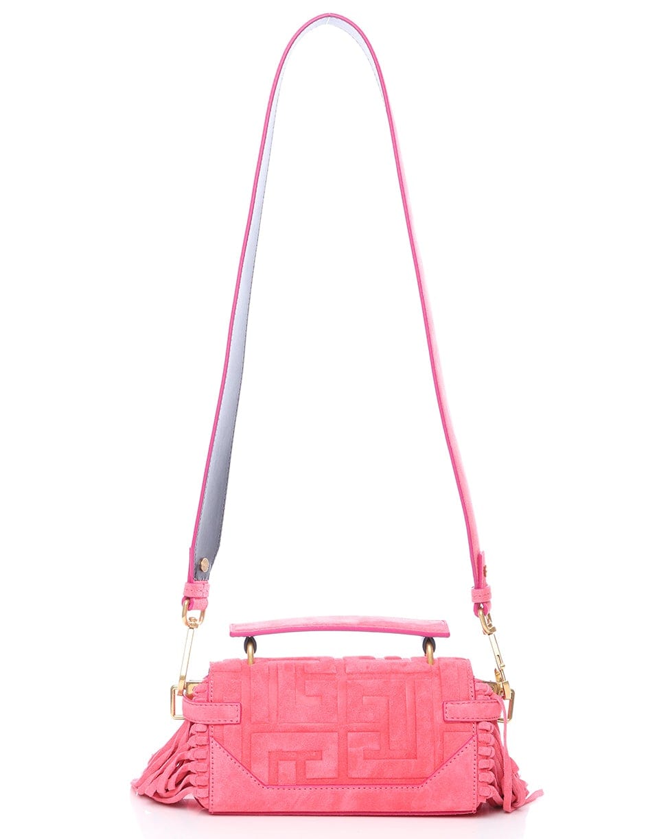 BALMAIN-Bbuzz Baguette 19 Bag With Fringe - Salmon-SALMON