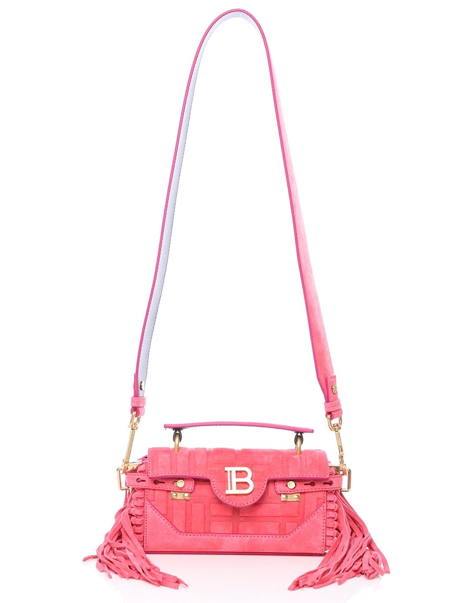 BALMAIN-Bbuzz Baguette 19 Bag With Fringe - Salmon-SALMON