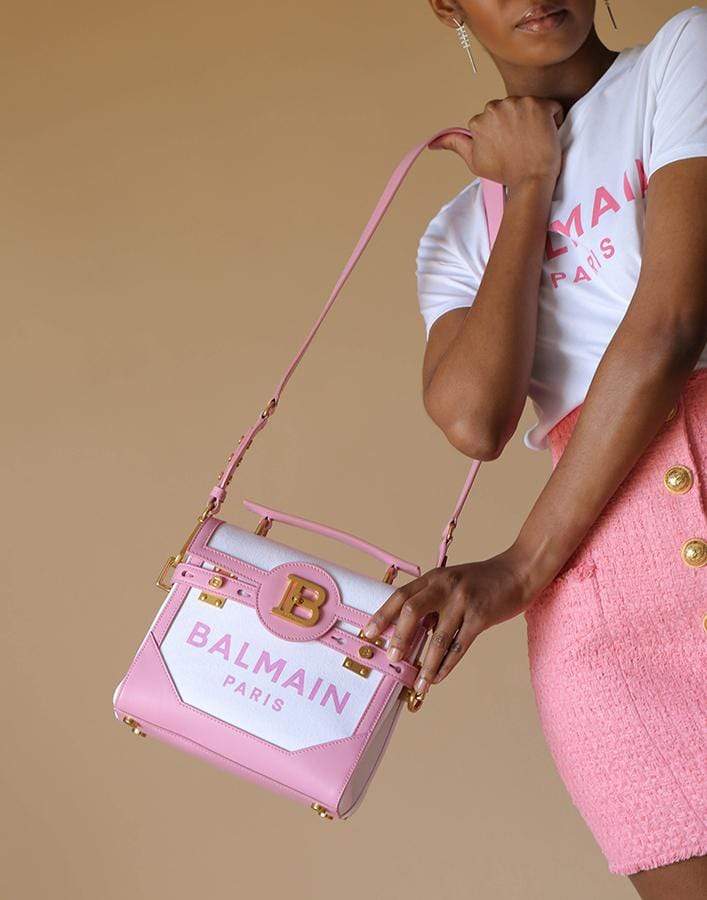 BALMAIN-B-Buzz 23 Tote Bag-WHT/PINK