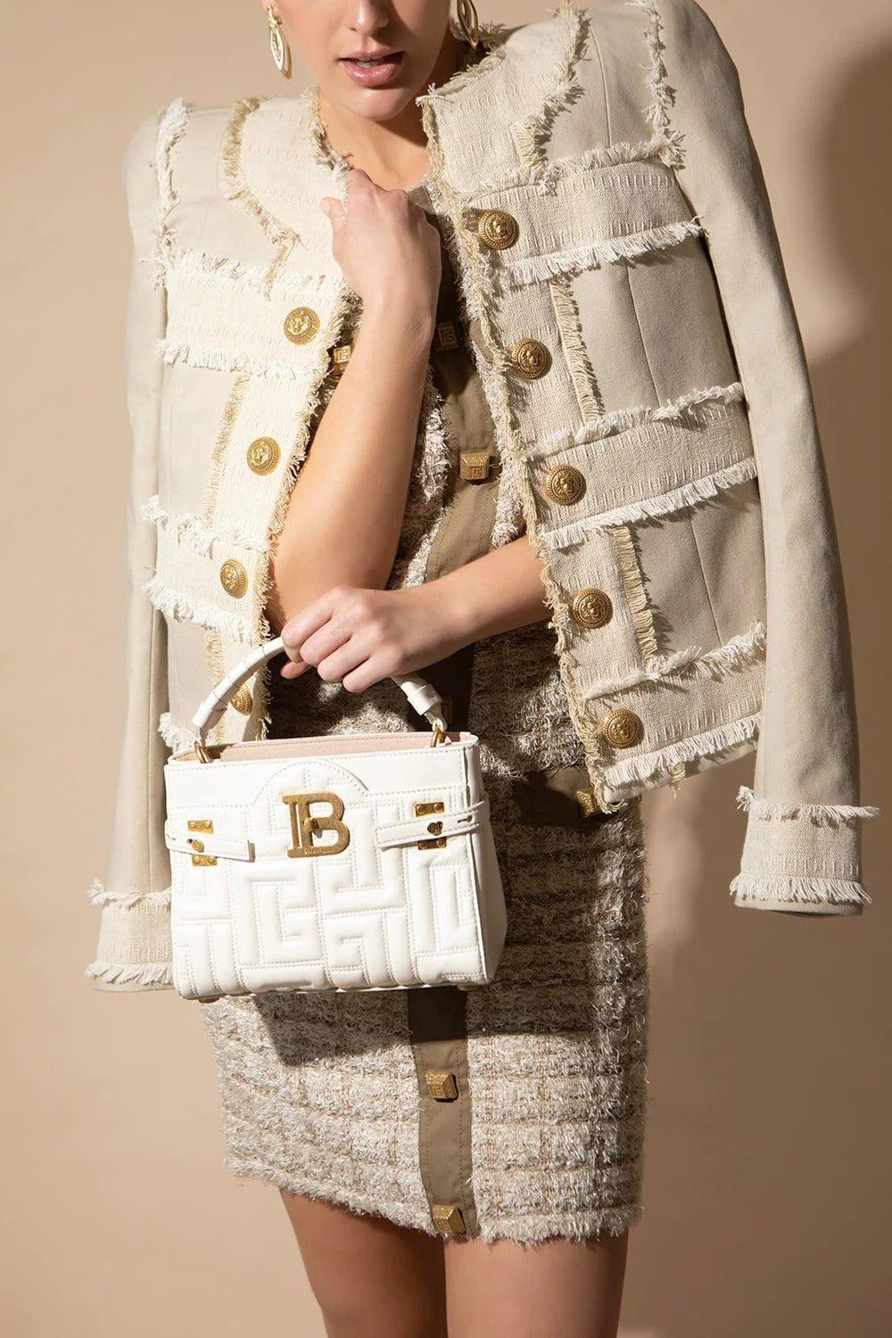 BALMAIN-BBuzz 22 Bag - Blanc Casse-BLANCCAS
