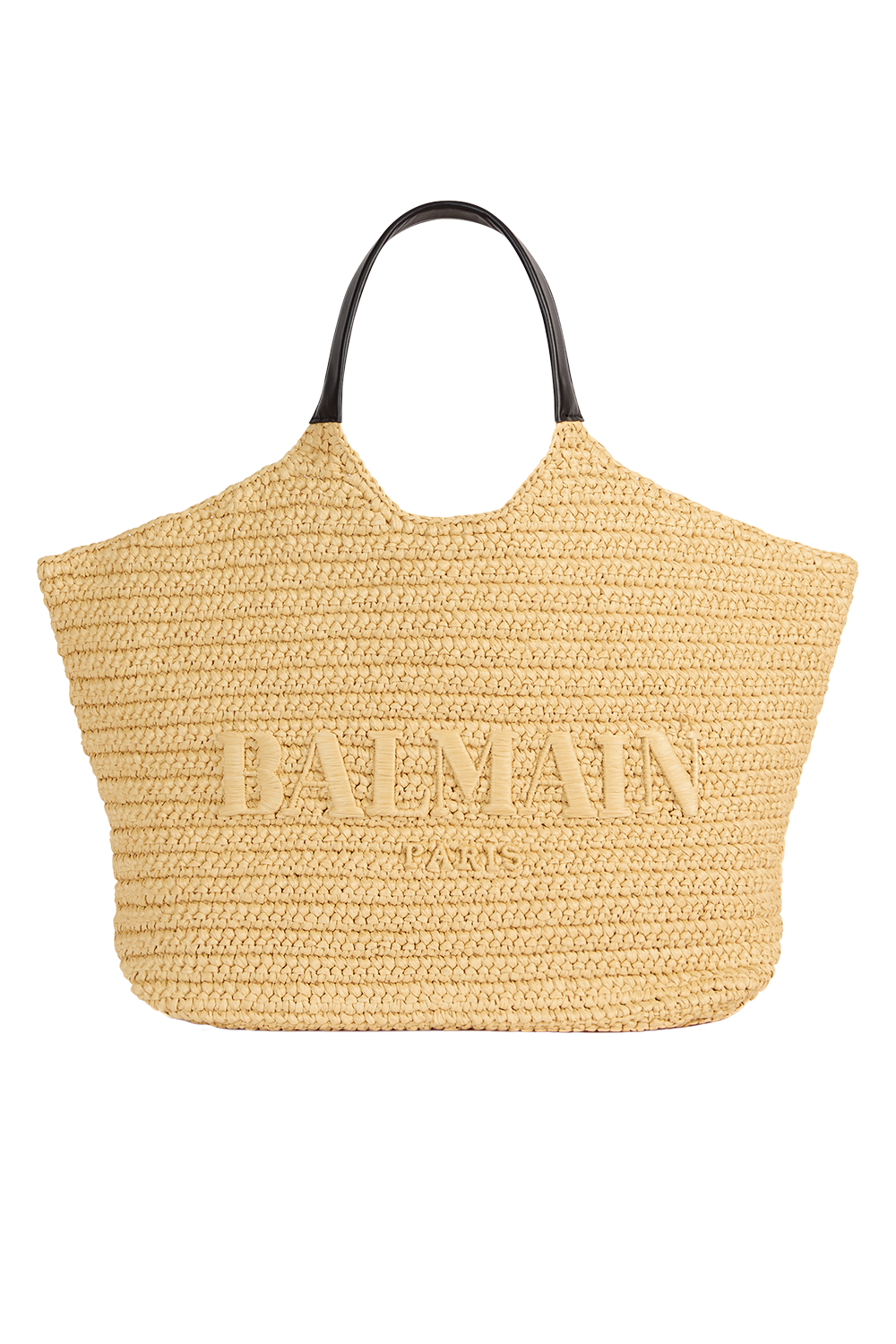 Balmain Crochet Large Tote Bag - Natural-BROWN-O/S-HANDBAGTOP HANDLE-BALMAIN
