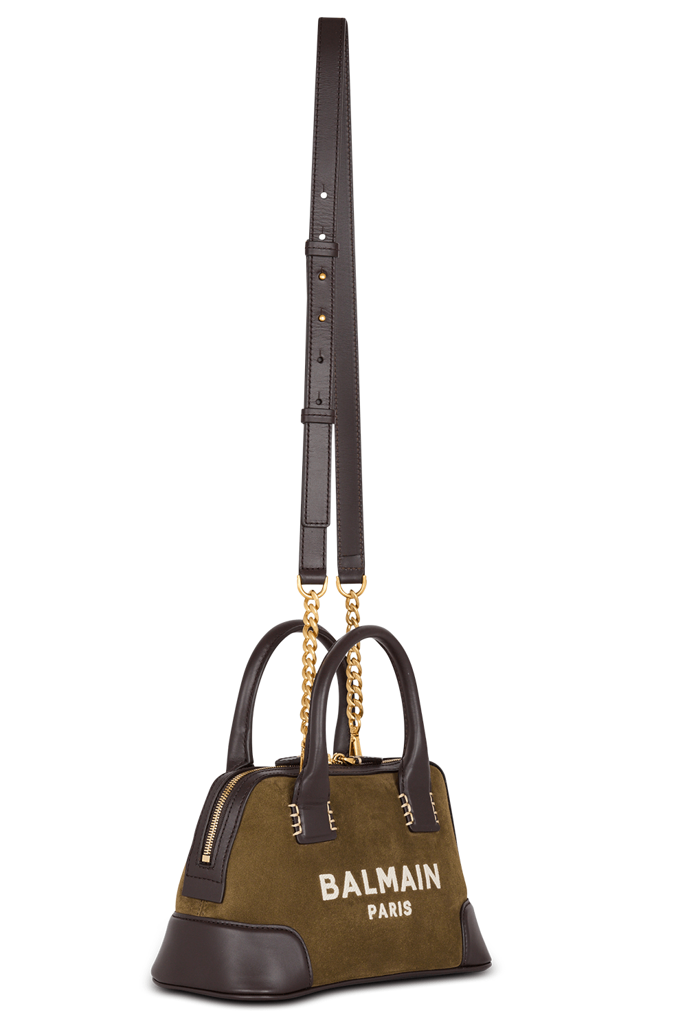 BALMAIN-B-Army Dome Bag-KHAKI CHOCOLATE CREAM