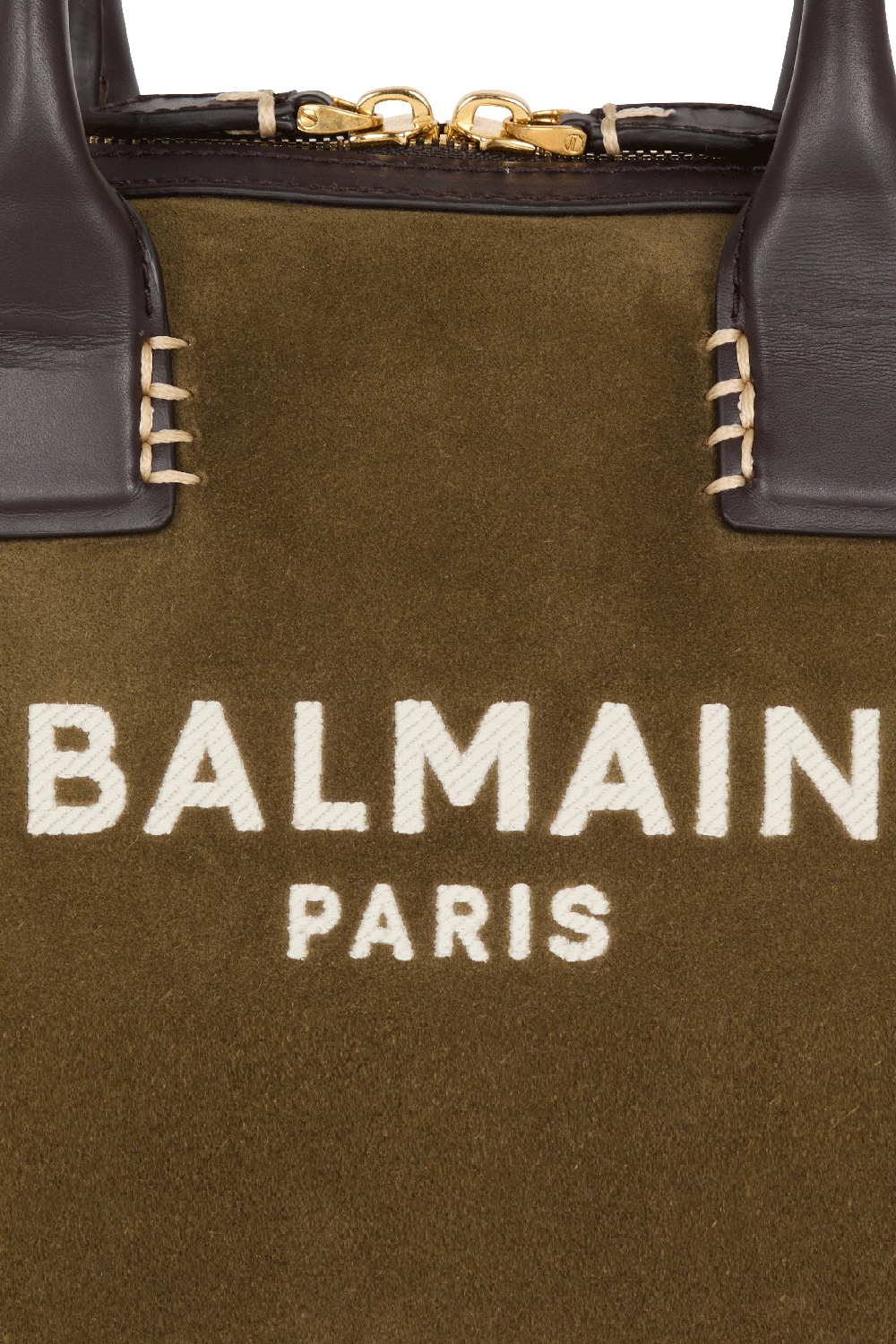 BALMAIN-B-Army Dome Bag-KHAKI CHOCOLATE CREAM