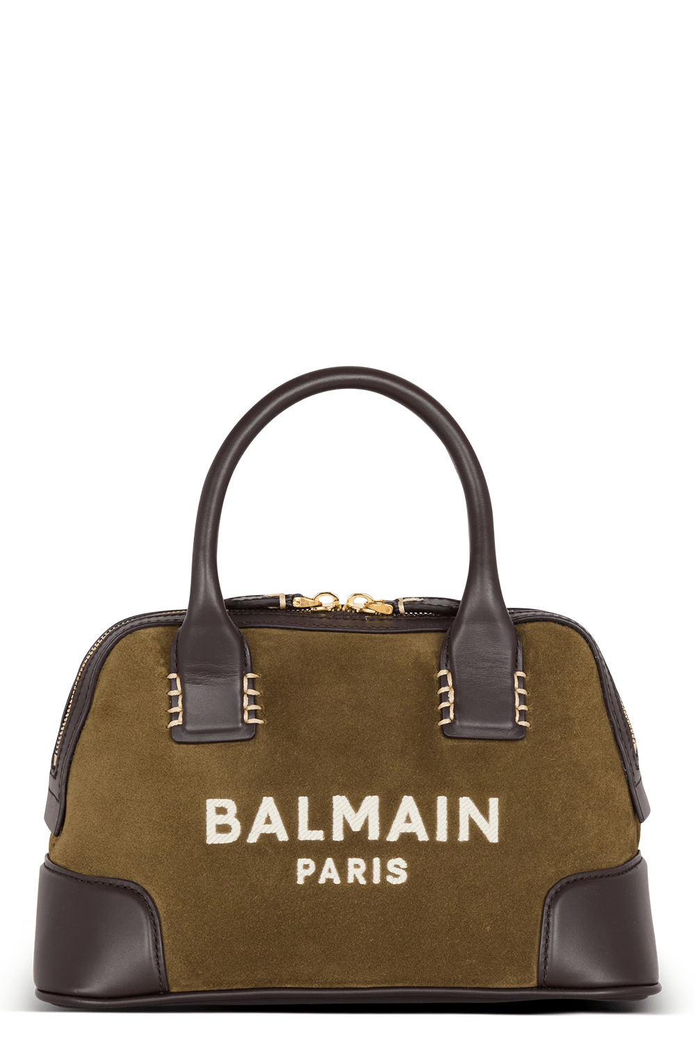 BALMAIN-B-Army Dome Bag-KHAKI CHOCOLATE CREAM