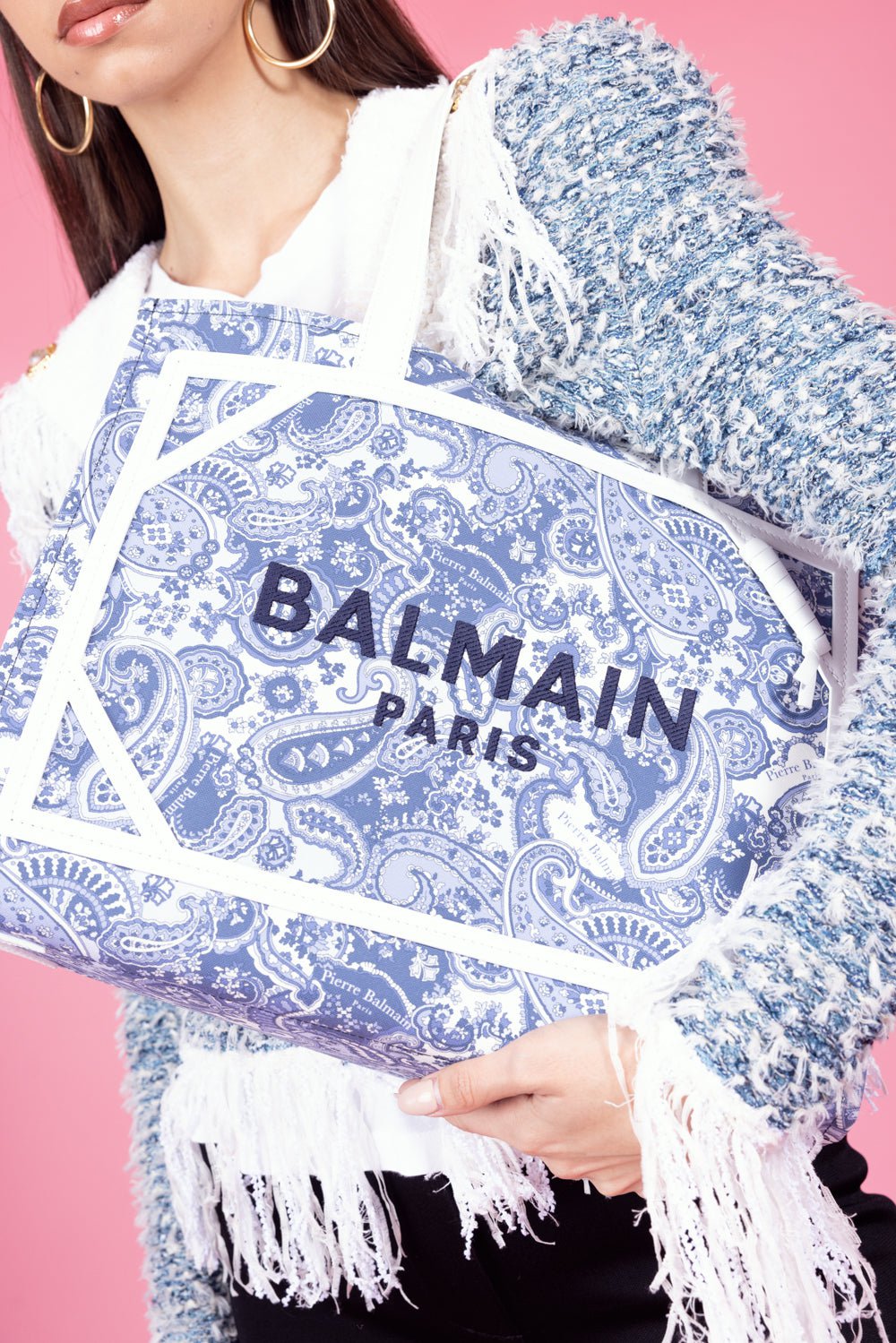 BALMAIN-B-Army 42 Tote - Bleu Paisley-BLEUPALE