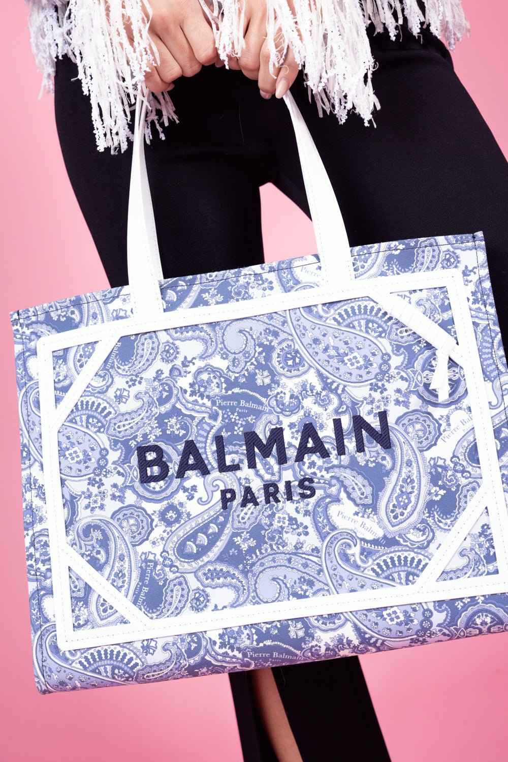 BALMAIN-B-Army 42 Tote - Bleu Paisley-BLEUPALE
