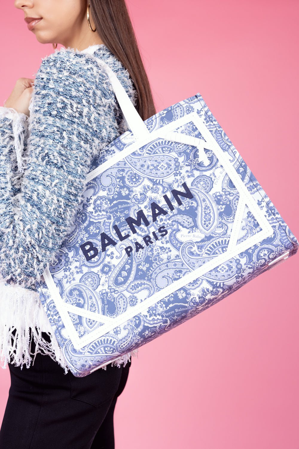 BALMAIN-B-Army 42 Tote - Bleu Paisley-BLEUPALE