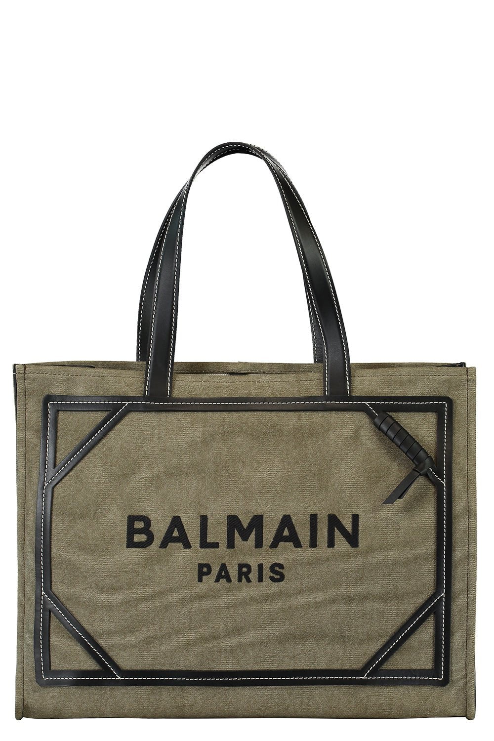 BALMAIN-B-Army Shopper Medium Tote Bag-KHAKI/NOIR