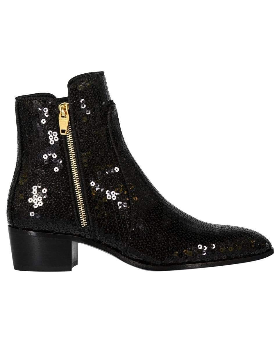 BALMAIN-Black Roxie Sequin Leather Boot-