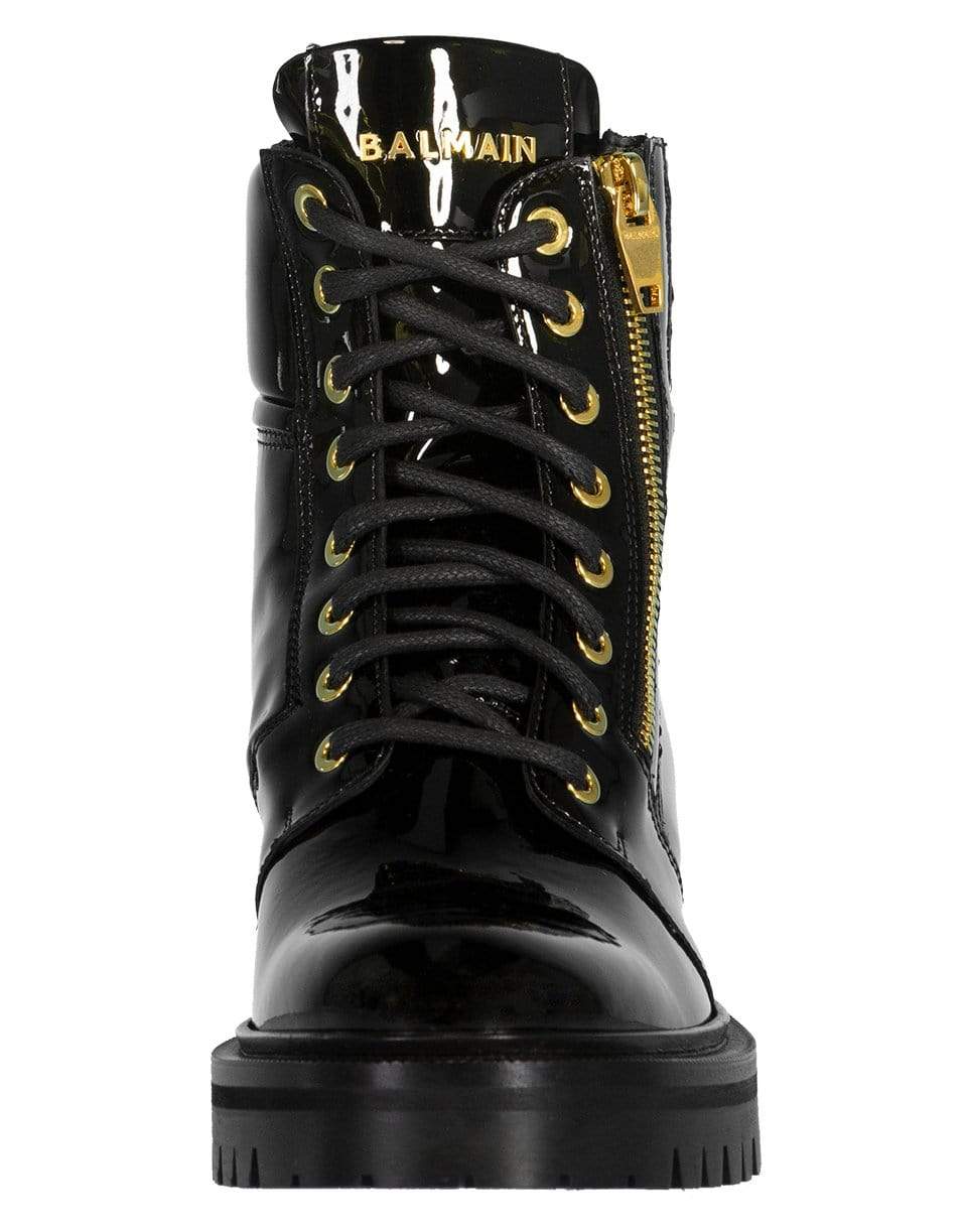 BALMAIN-Black Ranger Army Patent Leather Boots-