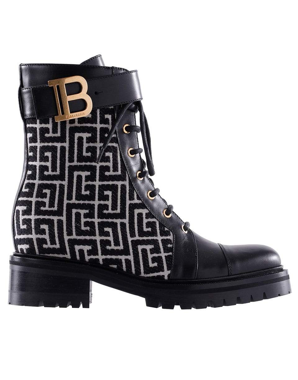 BALMAIN-Bicolor Jacquard Ranger Romy Ankle Boots-