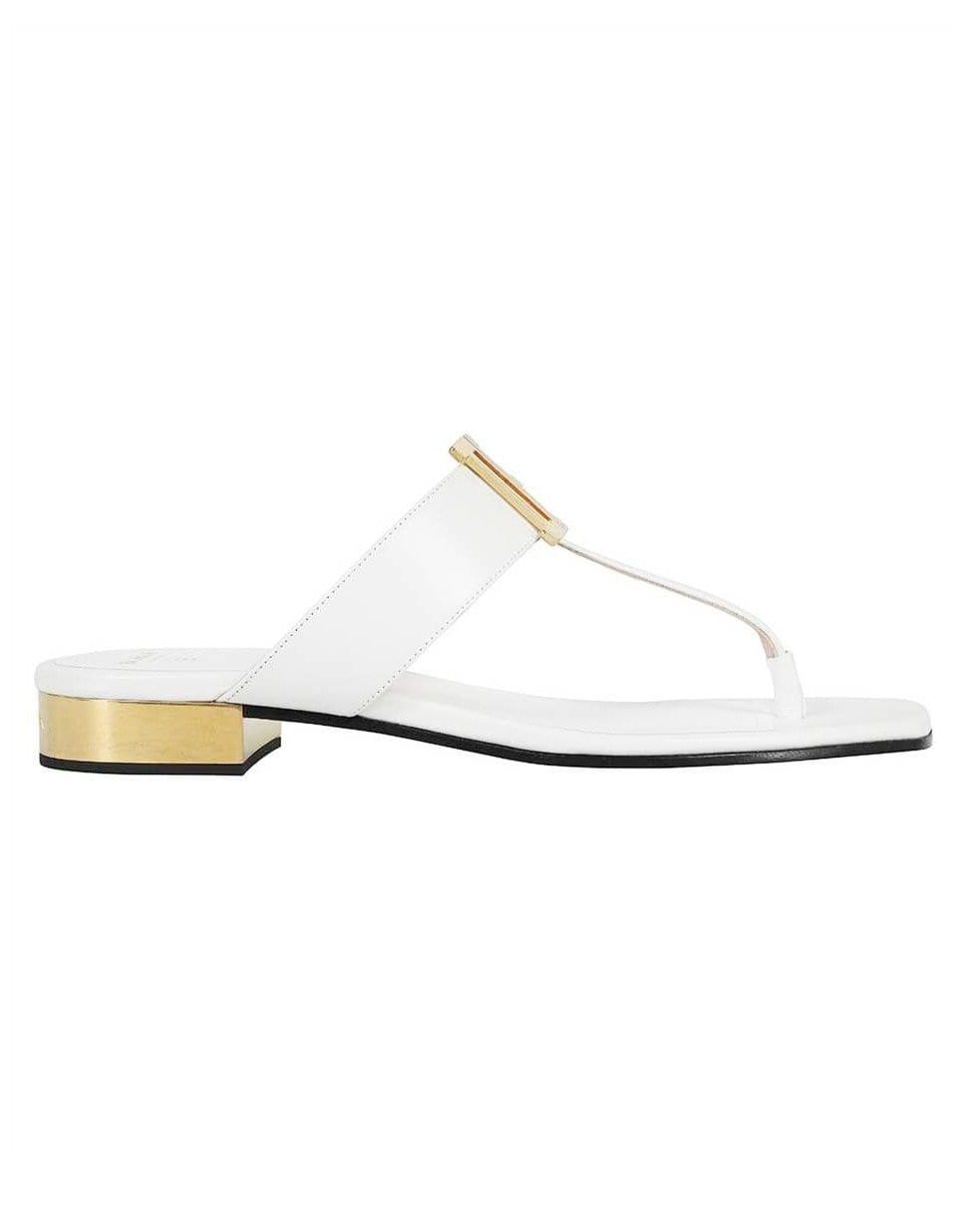 BALMAIN-Ivory Flat Sofia Sandal-