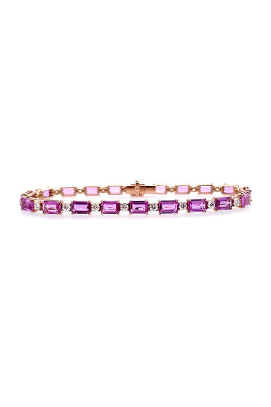 BAYCO-Pink Sapphire Diamond Bracelet-ROSE GOLD