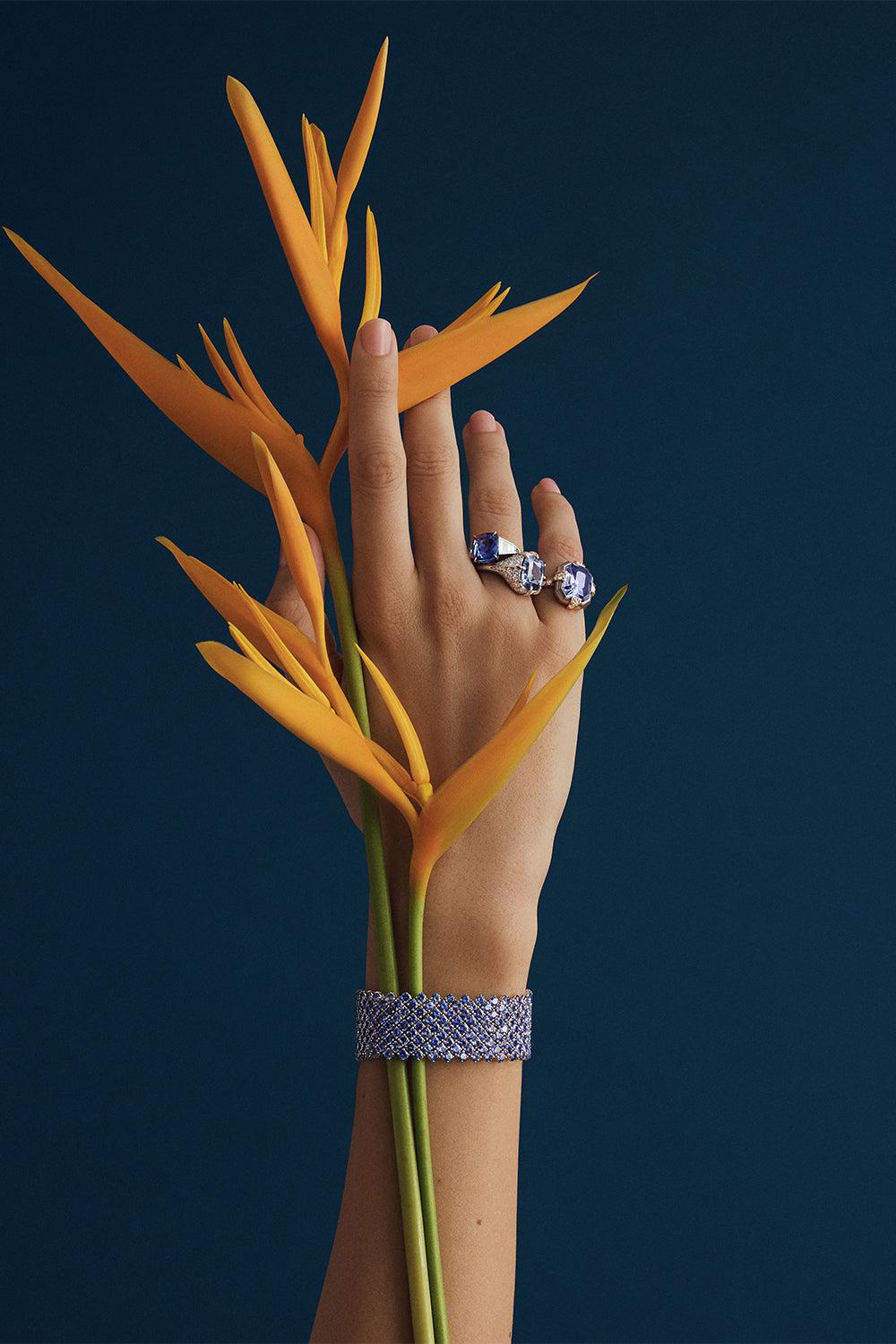 BAYCO-Sapphire Mesh Bracelet-WHITE GOLD