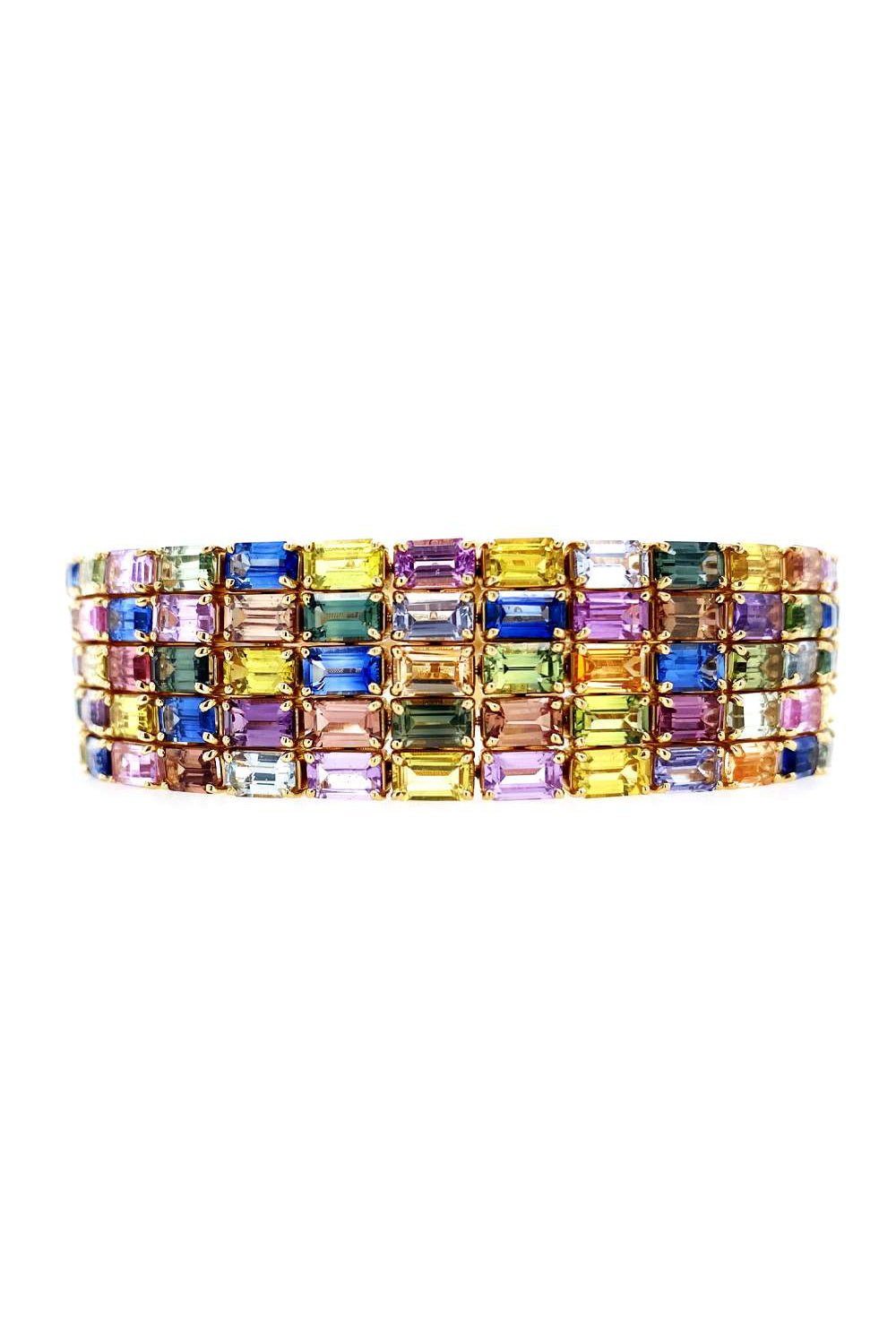 BAYCO-Multi Sapphire Bracelet-YELLOW GOLD