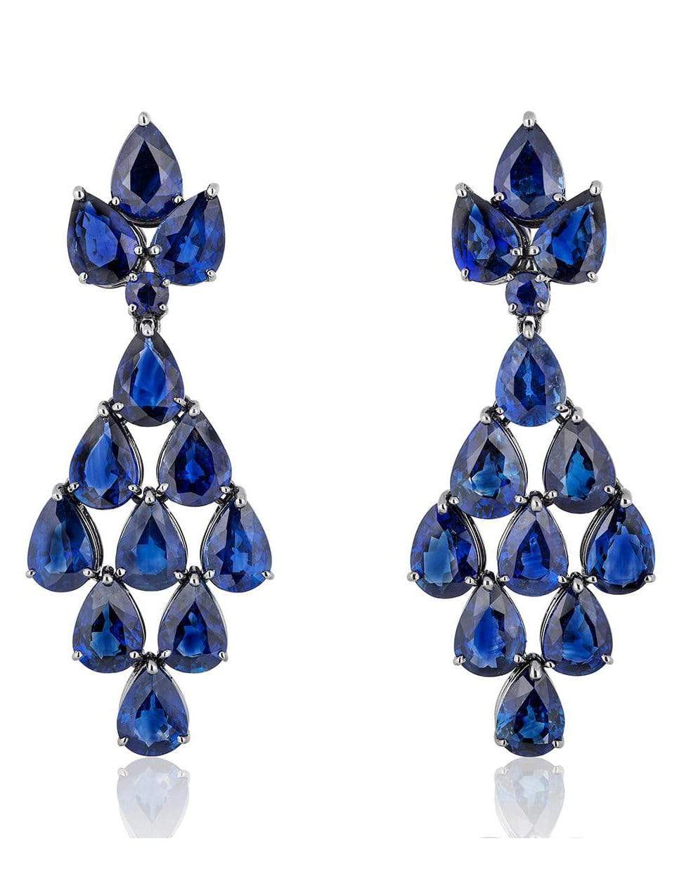 BAYCO-Blue Sapphire Chandelier Earrings-BLACK GOLD