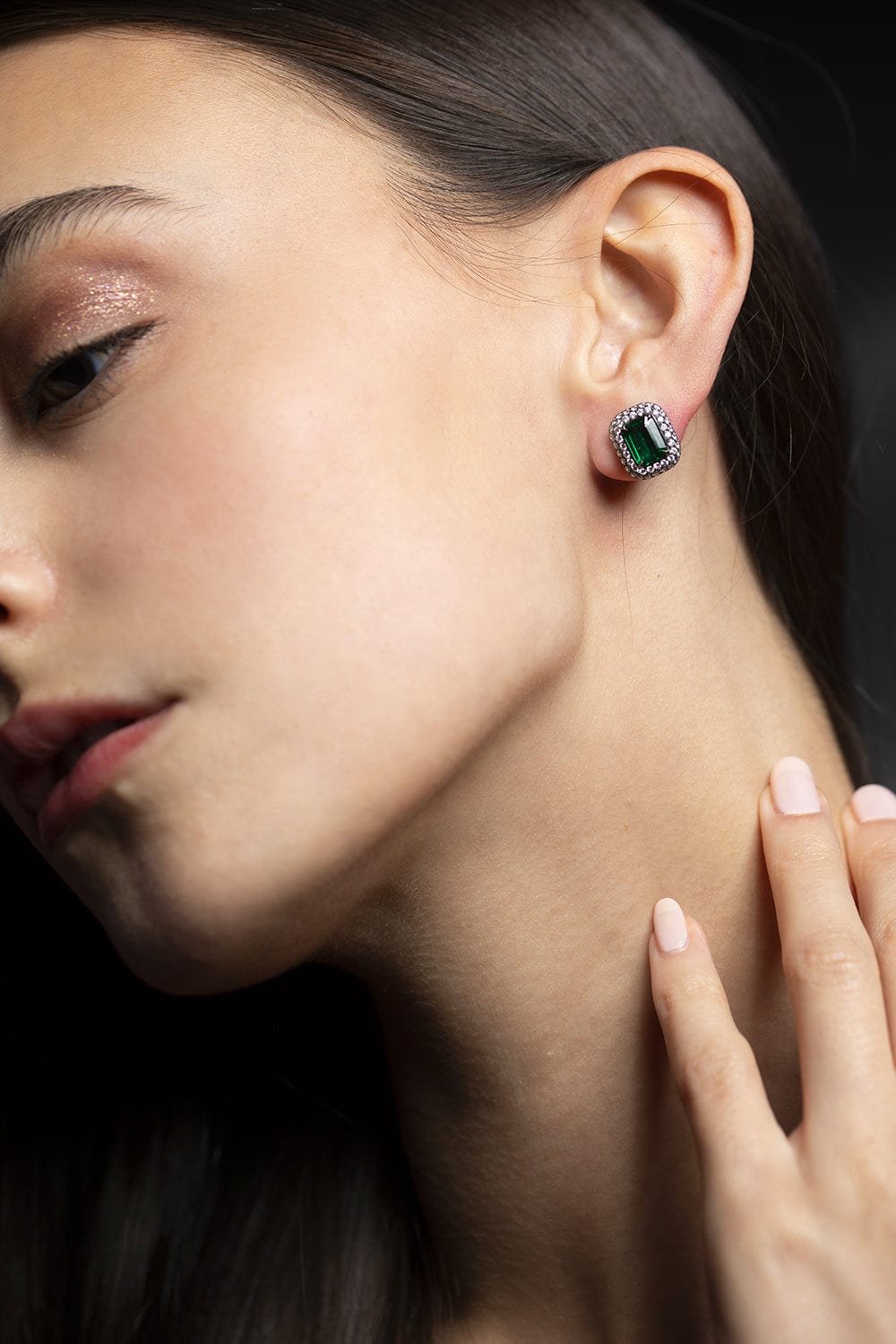 BAYCO-Zambian Emerald Earrings-BLACK GOLD