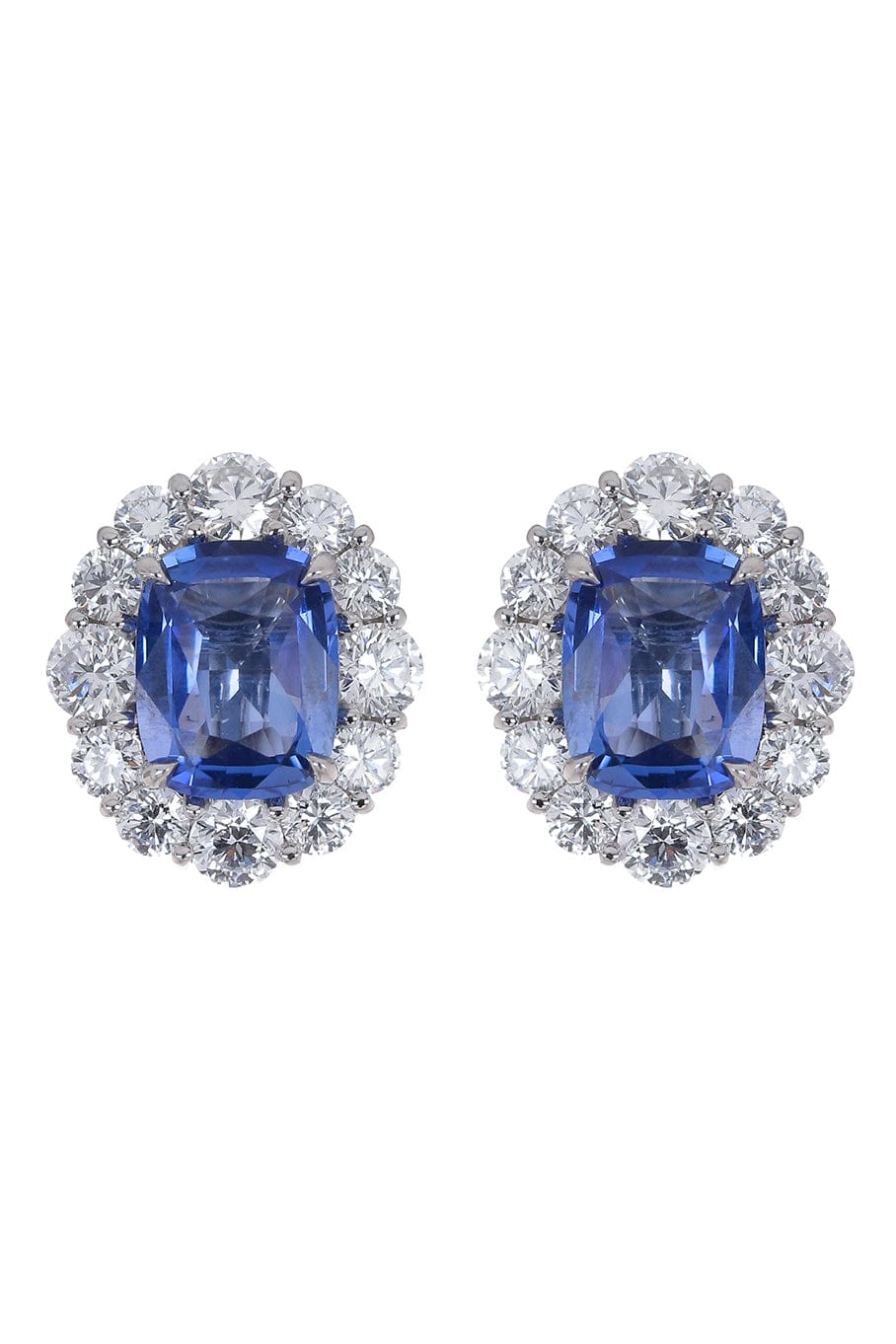 BAYCO-Cushion Ceylon Sapphire Earrings-PLAT