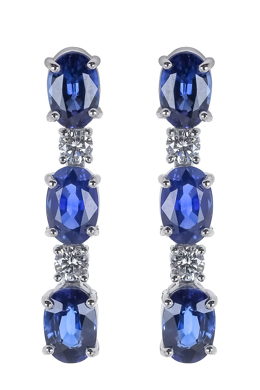 BAYCO-Oval Sapphire Triple Drop Earrings-PLAT