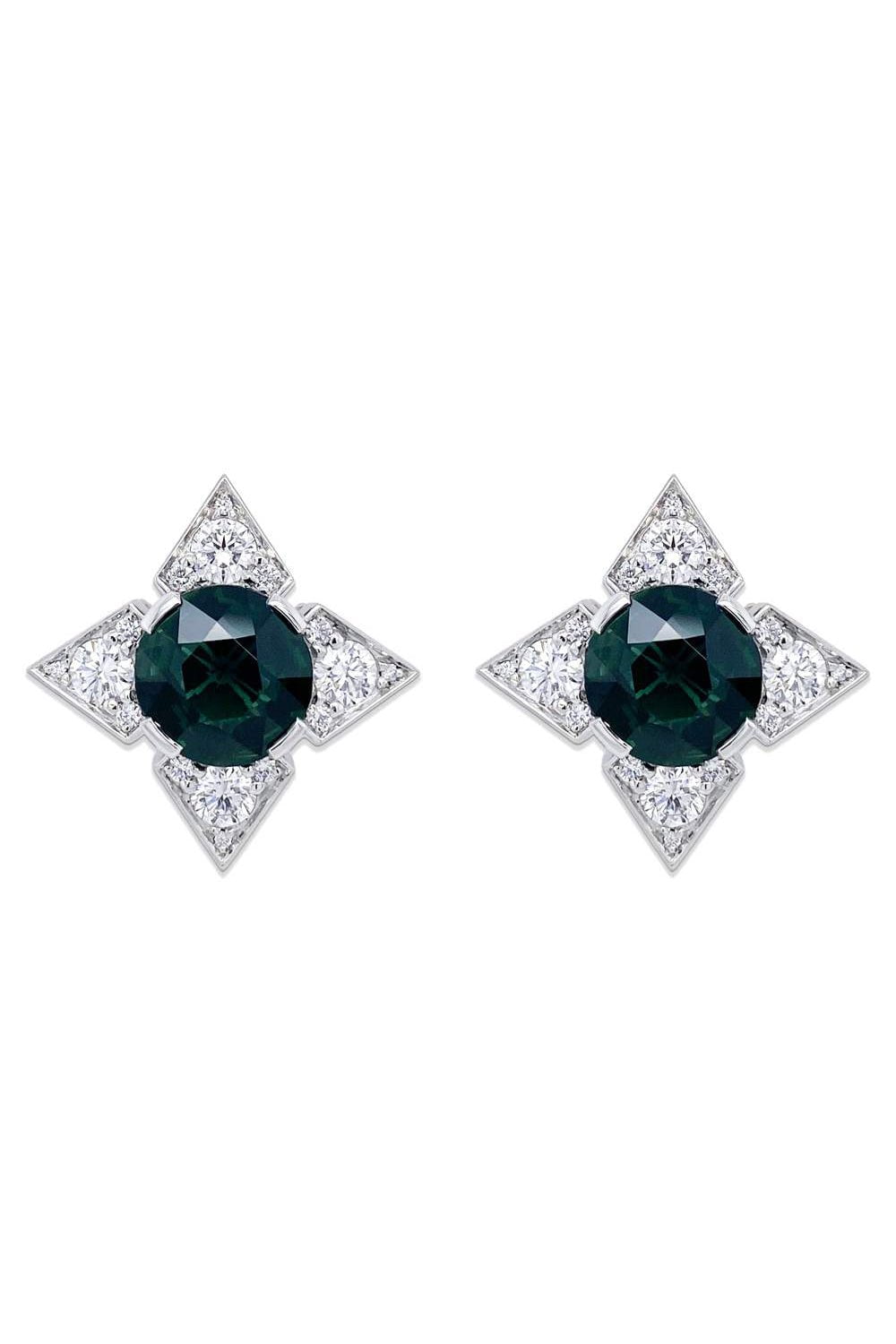 Green Sapphire Diamond Stud Earrings JEWELRYFINE JEWELEARRING BAYCO   